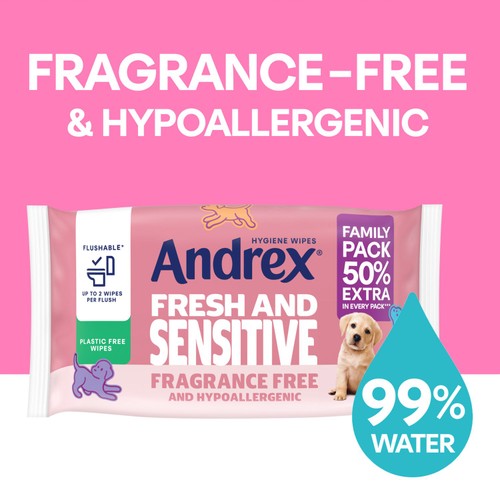 Andrex Fresh and Sensitive Flushable Hygiene Wipes Mega Pack thumbnail 2