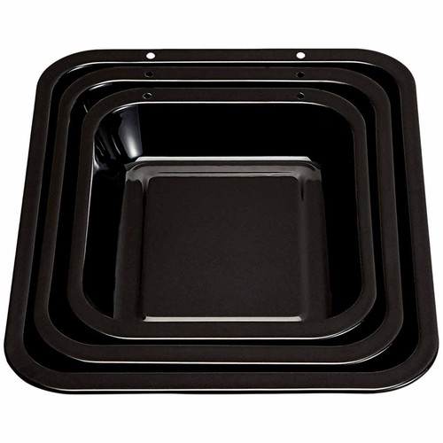 M&S 3 Pack Vitreous Enamel Roaster Set, One Size, Silver