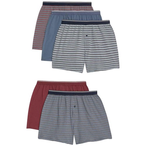 M&S Mens Pure Cotton Cool & Fresh Striped Boxers, M, Light Blue