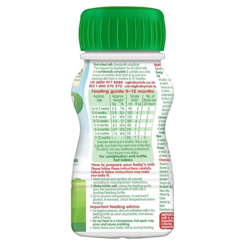Cow & Gate 1 First Infant Baby Milk Formula Liquid Ready to Feed from Birth thumbnail 3