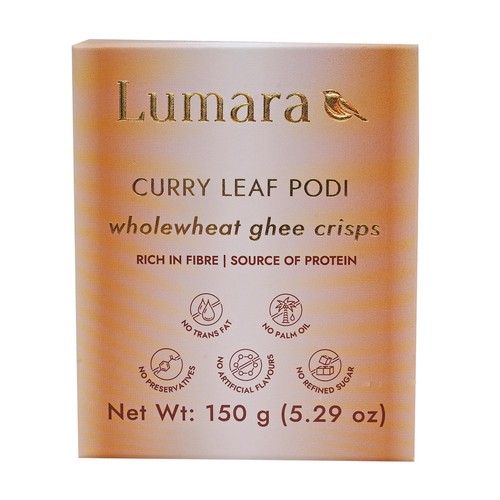 Lumara Wholewheat Ghee Crisps Curry Leaf Podi thumbnail 3