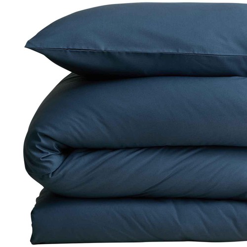 M&S Cotton Rich Bedding Set, Super King Size Navy