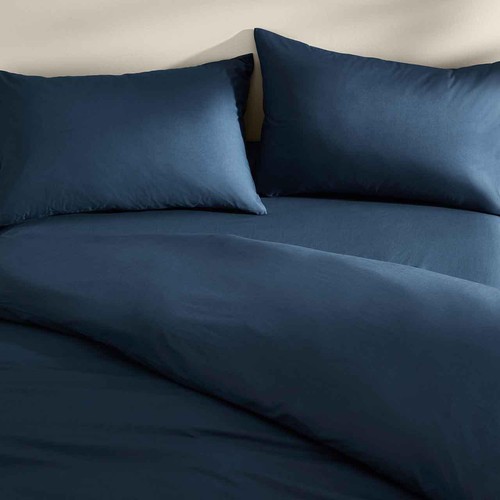 M&S Cotton Rich Bedding Set, Super King Size Navy thumbnail 2