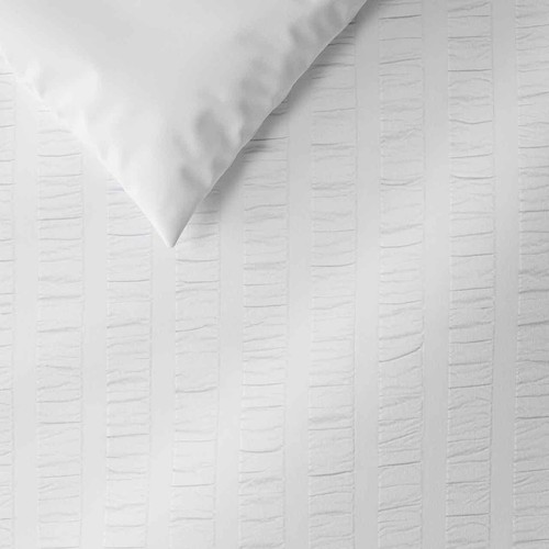 M&S Pure Cotton Striped Seersucker Bedding Set, Single, White thumbnail 3