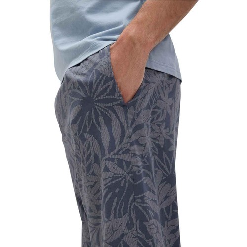M&S Mens Pure Cotton Palm Print Pyjama Set, XL, Light Blue thumbnail 7