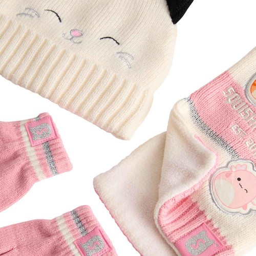 M&S Kids Squishmallows Hat Scarf Gloves, 3-6 Years, Ecru Mix thumbnail 2