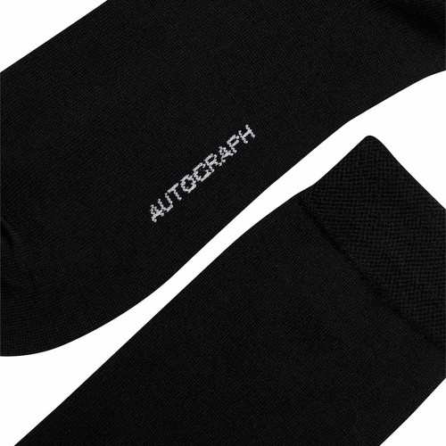 M&S Mens Autograph 3pk Merino Wool Blend Socks, 6-8, Black thumbnail 2