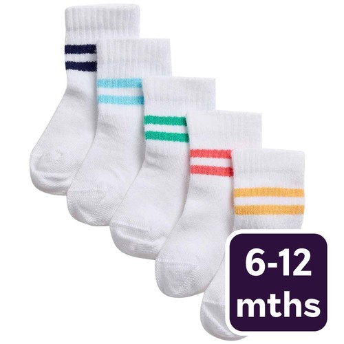 M&S Girls Cotton Baby Socks, 6-12 Months, White