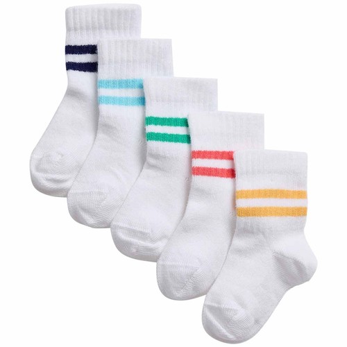 M&S Girls Cotton Baby Socks, 6-12 Months, White thumbnail 2