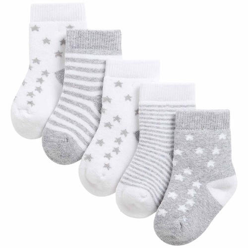 M&S Terry Stars Socks, 12-24 Months, Grey thumbnail 2