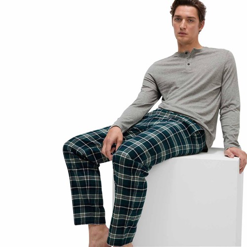 M&S Cotton Pyjama Set, L, Grey thumbnail 3
