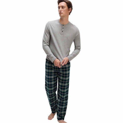 M&S Cotton Pyjama Set, XL, Grey thumbnail 2