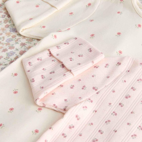 M&S Autumnal Floral Popper Footed Sleepsuit, 2-3 Years, Pale Blush thumbnail 2