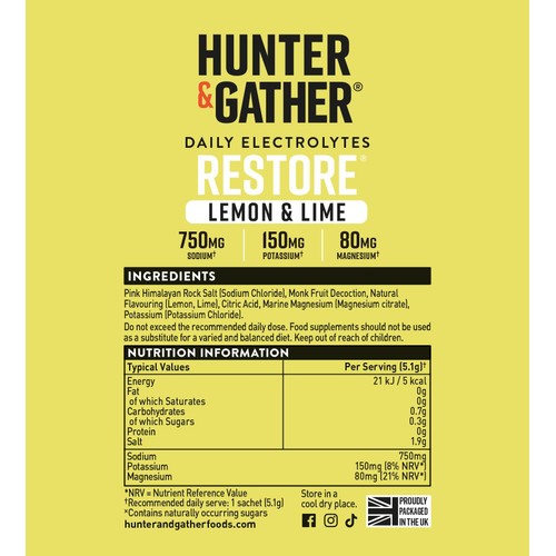 Hunter & Gather Restore, Electrolytes - Lemon & Lime thumbnail 3