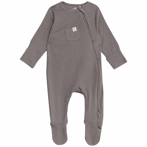 M&S Collection Girls, Cotton Striped & Plain Sleepsuits, Newborn Mid Grey thumbnail 3
