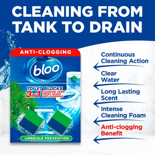 Bloo Toilet Blocks, Toilet Cleaner Block with Cleaning and Foaming Action thumbnail 7