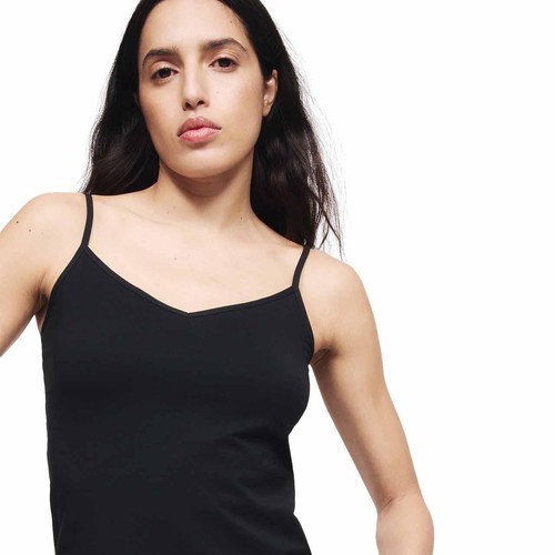 M&S Womens Cotton Rich Strappy Vests, 16, Black thumbnail 3