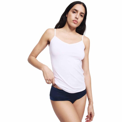 M&S Womens Cotton Rich Strappy Vests, 12, White thumbnail 3