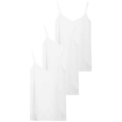 M&S Womens Cotton Rich Strappy Vests, 14, White thumbnail 2