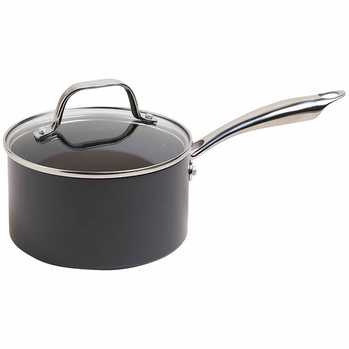 M&S Chef Hard Anodised 16cm Saucepan, Black Mix