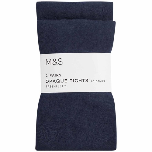 M&S Girls 60 Denier School Tights, 11-12 Years, Navy