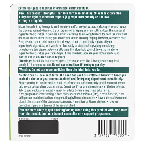 Nicorette 2mg Icy Mint Nicotine Lozenges thumbnail 8