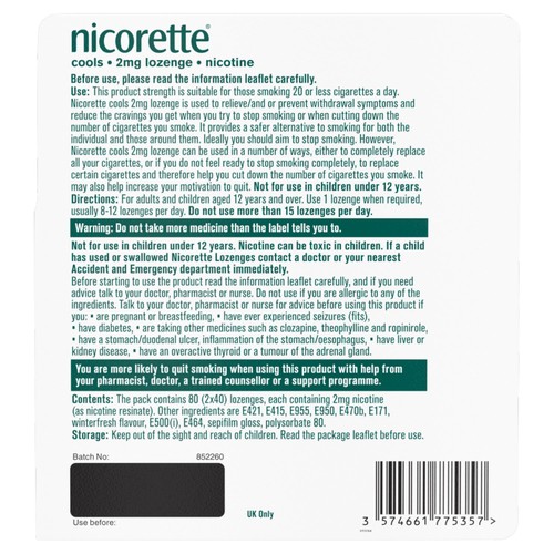 Nicorette 2mg Icy Mint Nicotine Lozenges thumbnail 10