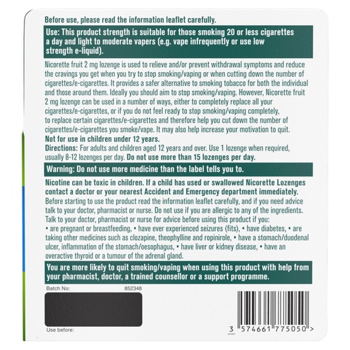 Nicorette Fruit 2mg Nicorette Lozenge  thumbnail 8