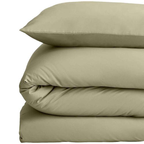 M&S Cotton Rich Bedding Set, Double, Green