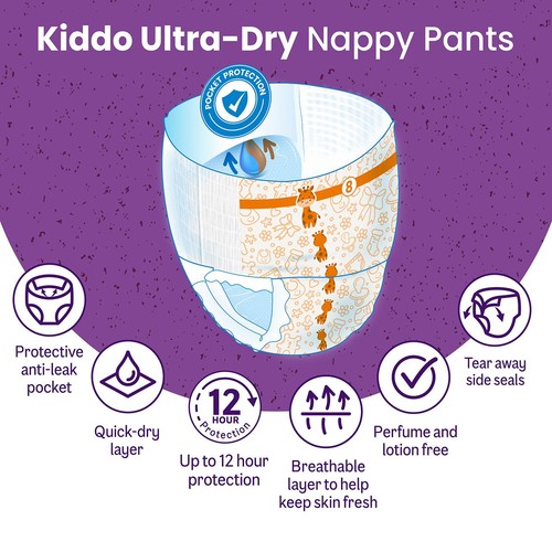 Ocado Kiddo Ultra-Dry Nappy Pants Size 8 thumbnail 3