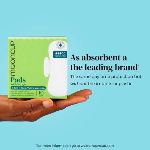 Mooncup Pads with Wings Medium Day, Zero Irritants, Vagina Approved thumbnail 3