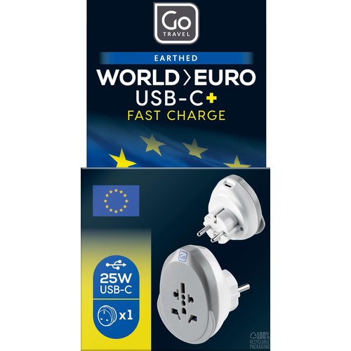Go Travel World - EU USB C Adaptor + (25W)