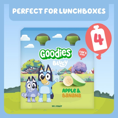 Goodies BLUEY Kids Snack Apple & Banana Smoothie Fruit Pouch Multipack thumbnail 7