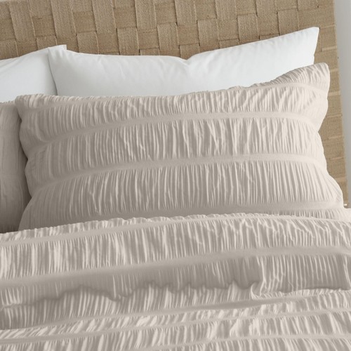 Catherine Lansfield Seersucker Super King Duvet Set Natural thumbnail 2