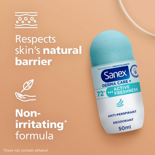 Sanex Derma Care+ Active Freshness 72-Hour Antiperspirant Roll-On Deodorant thumbnail 3