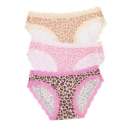 Stripe & Stare Knickers, Pink Leopard, XS