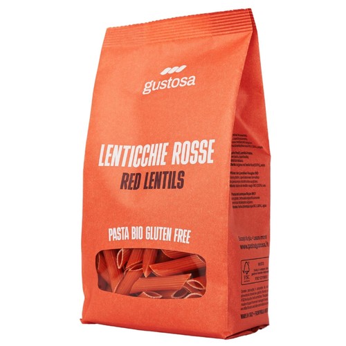Gustosa Gluten Free Pasta 100% Organic Red Lentil Penne Rigate thumbnail 2