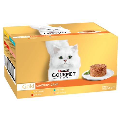 Gourmet Gold Savoury Cake with Beef, Chicken, Salmon, Tuna Wet Cat Food Can thumbnail 2