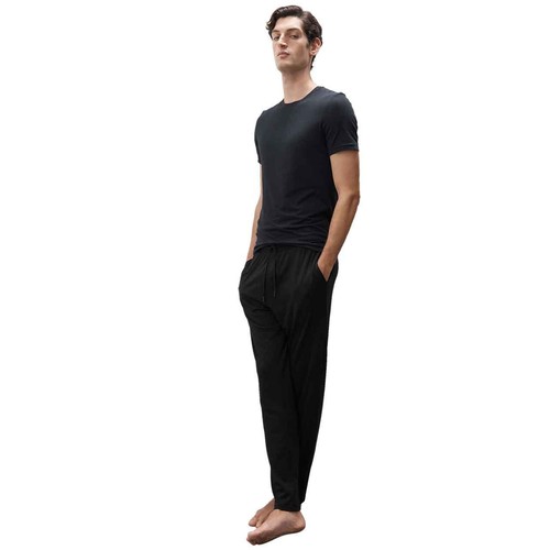 M&S Mens Cotton Modal Pyjama Bottoms, 2XL, Black thumbnail 3