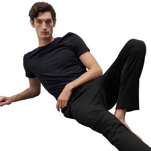 M&S Mens Cotton Modal Pyjama Bottoms, 2XL, Black thumbnail 4