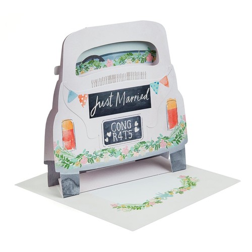 M&S Pop Up Decorated Car Wedding Card thumbnail 2