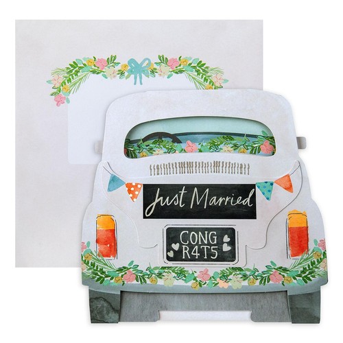 M&S Pop Up Decorated Car Wedding Card thumbnail 3