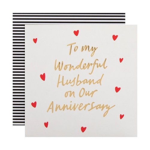 M&S Wonderful Husband Anniversary Hearts Card