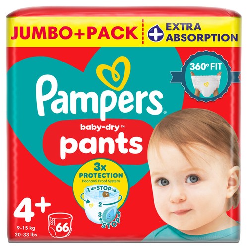 Pampers Baby-Dry Nappy Pants Size 4+ Extra Absorption Jumbo+ Pack thumbnail 2