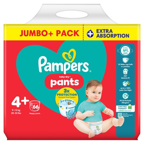 Pampers Baby-Dry Nappy Pants Size 4+ Extra Absorption Jumbo+ Pack thumbnail 6
