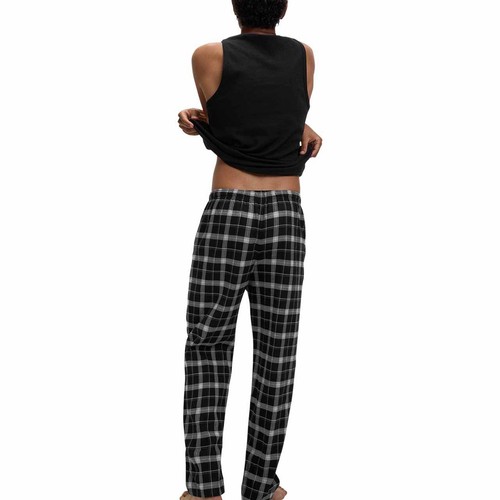 M&S Mens Brushed Cotton Checked Pyjama Bottoms, XL, Black thumbnail 5