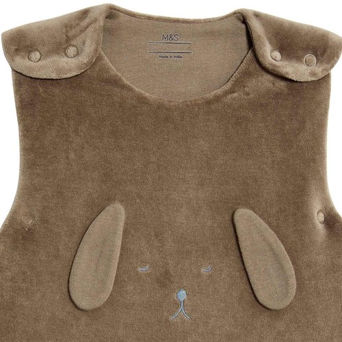 M&S Cotton Rich Animal Face Sleeping Bag, 18-36 M, Brown thumbnail 3