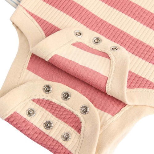 M&S Boys Cotton Rich Striped Long Sleeve Bodysuits, 3-6 M, Red thumbnail 3
