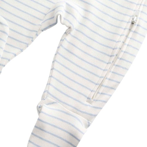 M&S Cotton Rich Ribbed Sleepsuits, 2-3 Y, Blue thumbnail 3