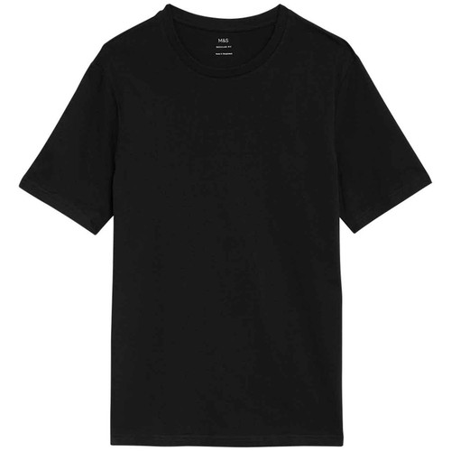 M&S Mens Cotton Crew Neck T-Shirt, S, Black thumbnail 2